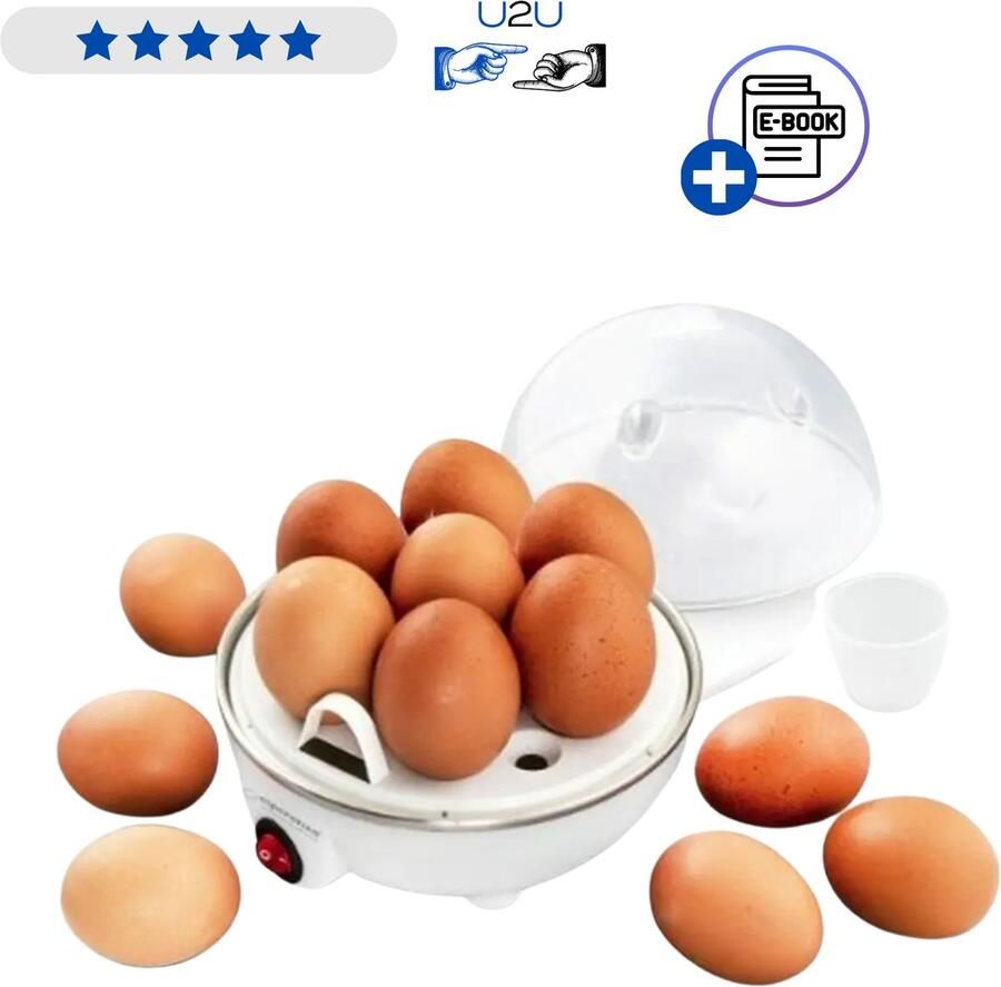 Esperanza Eierkoker EKE001 tot 7 eieren 350 W compacte eierkoker wit voor zacht medium en hardgekookte eieren snelle bereiding automatisch koken met maatbeker ideaal voor ontbijt klein huishoudelijk apparaat eenvoudig reinigen Met Ebook