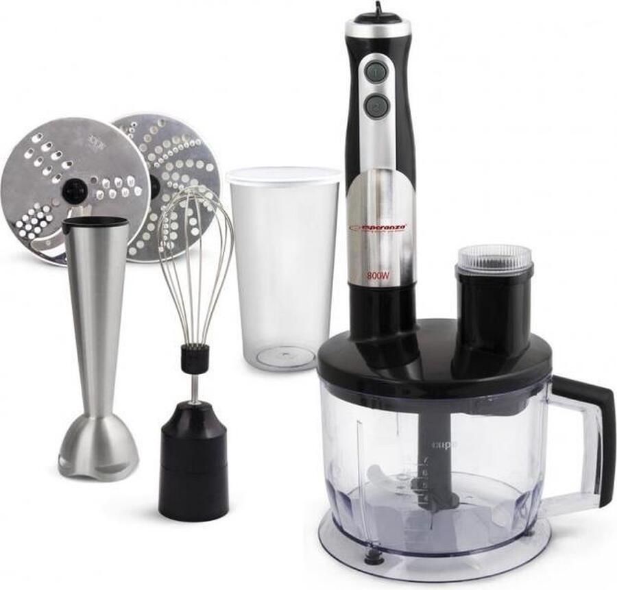 Esperanza Crema EKM004 staafmixerset met accessoires zwart zilver 800 W