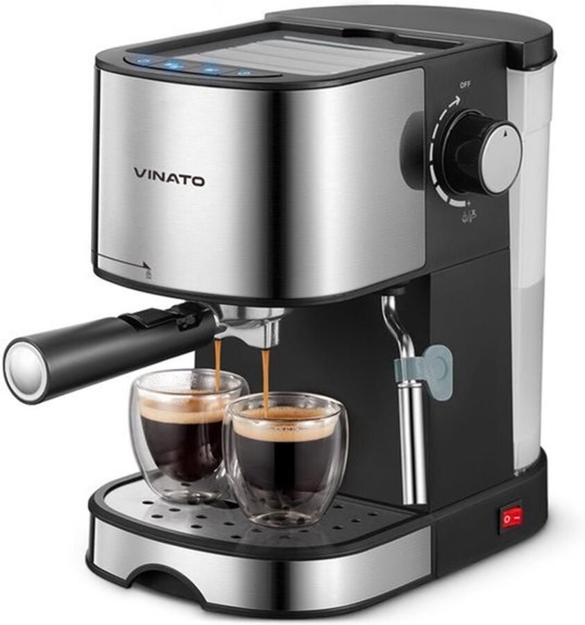 Espressomachine 15 bar espresso- en cappuccino machine met snelle opwarmfunctie koffiezetapparaat met melkopschuimfunctie en stoomstaaf dubbele uitlaatfilterhouder en 2 filters