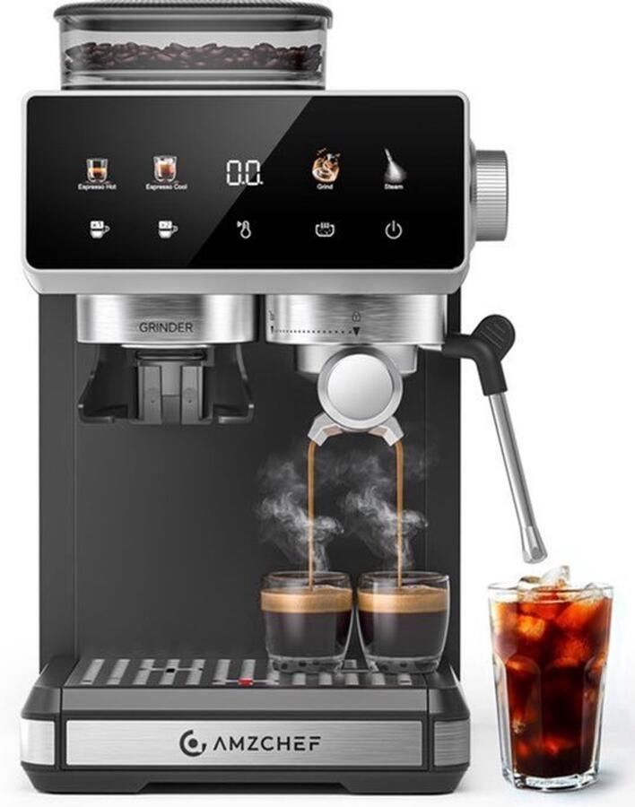 Espressomachine Met Melkopschuimer 1350 Watt Vermogen 20 Bar Druk Zwart Semi-Automatisch Koffiemolen Voor Thuisgebruik
