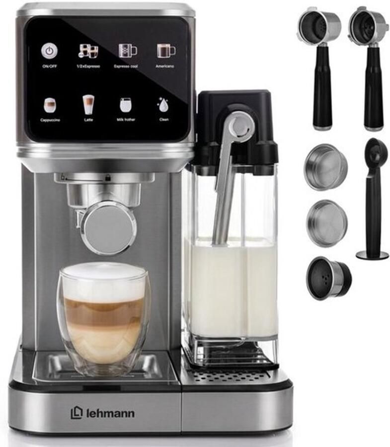 Espressomachine Semi-Automatisch 20 Bar Druk 1350 Watt Vermogen 1 2 Liter Inhoud Acrylonitrilbutadieenstyreen En RVS Voor Americano Cappuccino Latte