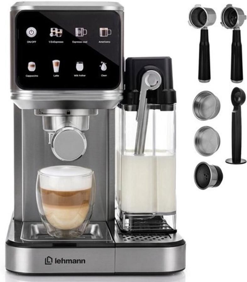 Espressomachine Semi-Automatisch 20 Bar Druk 1350 Watt Vermogen 1 2 Liter Inhoud Acrylonitrilbutadieenstyreen En RVS Voor Americano Cappuccino Latte