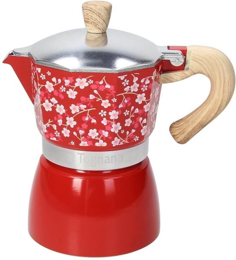 Espressomachine voor 3 kopjes aluminium rood