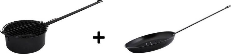 Esschert Design Outdoor pannenset: Popcornpan en kastanjepan