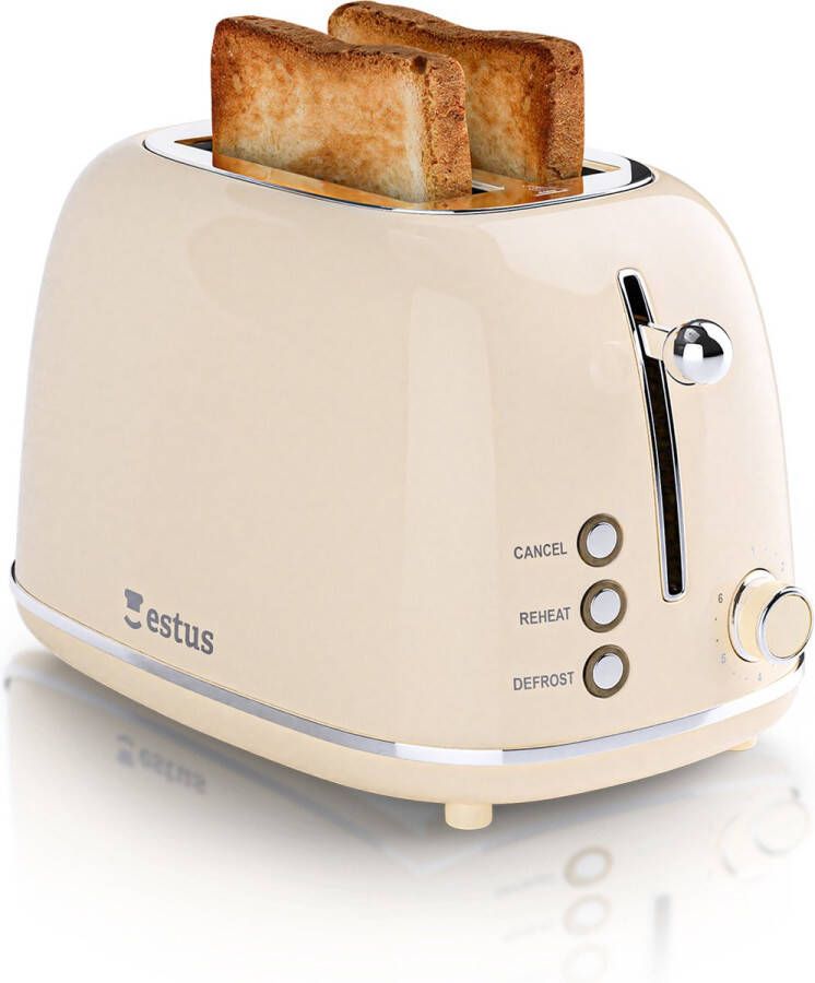 Estus Iconic Retro Broodrooster Tosti Toaster Extra Brede Sleuven Alle Broodsoorten Premium Beige