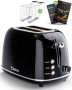 Estus Iconic Broodrooster met Tostiklemmen Tosti Apparaat Retro Toaster Extra Brede Sleuven Alle Broodsoorten Premium Zwart - Thumbnail 1