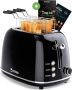 Estus Iconic Broodrooster met Tostiklemmen Tosti Apparaat Retro Toaster Extra Brede Sleuven Alle Broodsoorten Premium Zwart - Thumbnail 3