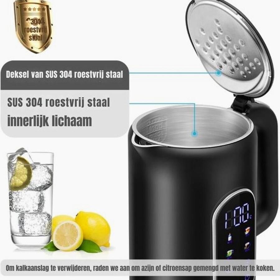 Eternity Moda Waterkoker met Temperatuurregeling ‎20cm x 16cm x 20cm Zwart