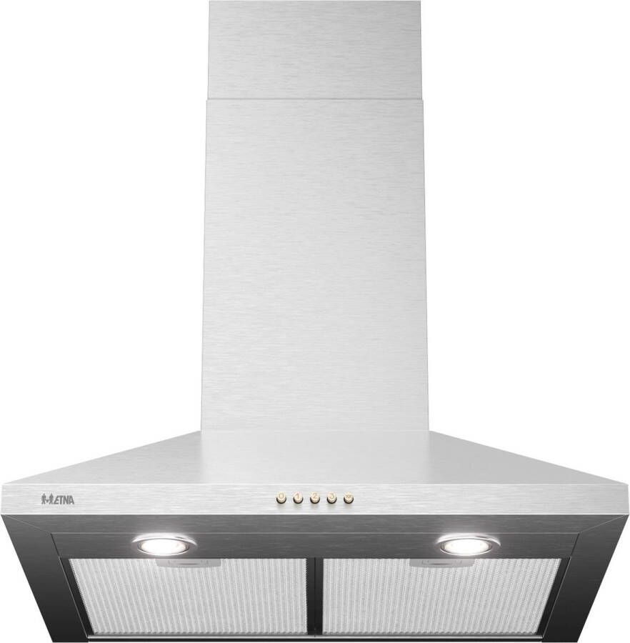 ETNA AP460RVS Schouwkap RVS 60cm Energielabel C 3 snelheden geschikt voor afvoer naar buiten en recirculatie afvoer aan bovenzijde