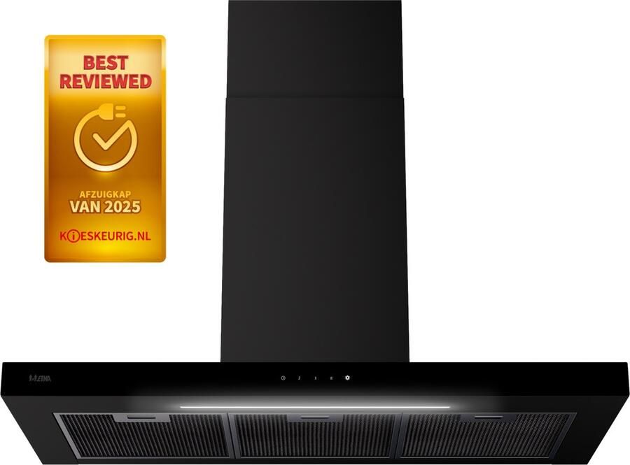 ETNA AB791ZT Matzwarte schouwkap met glasdesign front 90 cm A++