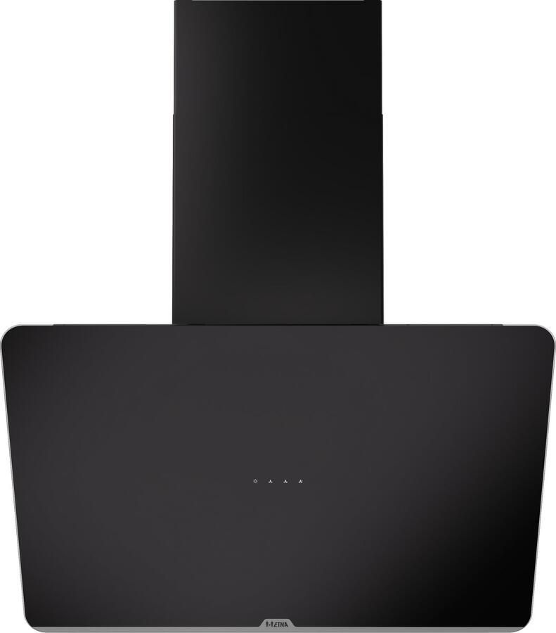 ETNA AD571ZT Diagonale schouwkap 70 cm Matzwart glazen front Energielabel A Bediening d.m.v. full touch control Afvoer naar buiten en recirculatie