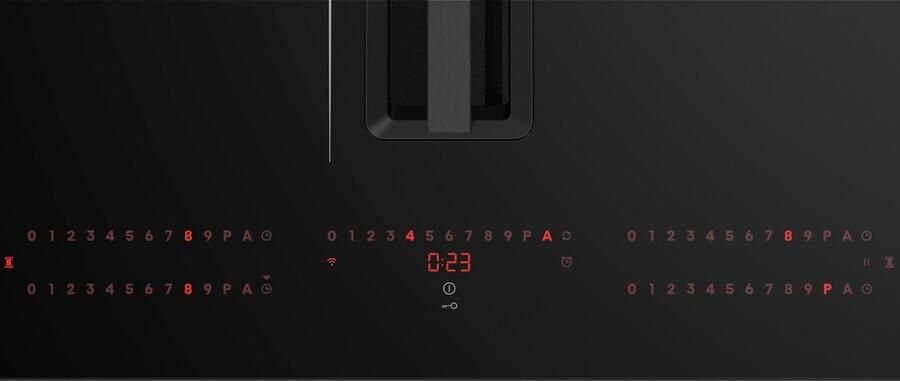 ETNA AKI870ZT Inductiekookplaat Zwart 80 cm Keramisch 4 zone(s) Inbouw afzuigkap 10 snelheden Naloopstand Light & Slide bediening Light & Slide bediening