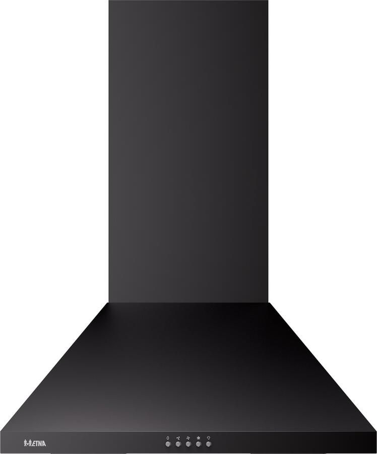 ETNA AP461ZT Schouwkap Matzwart 60 cm 3 Snelheden Energielabel A+ Druktoetsen 2 LED spots Geschikt voor afvoer naar buiten en recirculatie