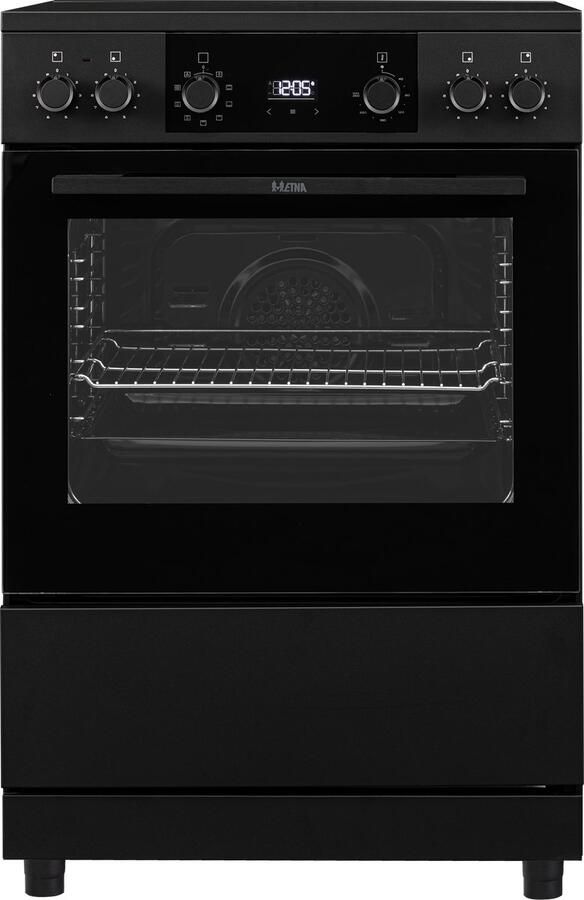 ETNA FI660ZWA Inductiefornuis (60 cm) Zwart Energielabel A 4 inductie zones met automatische pandetectie oven inhoud 60 liter touch control bediening en digitale timer met uitschakelfunctie opberglade