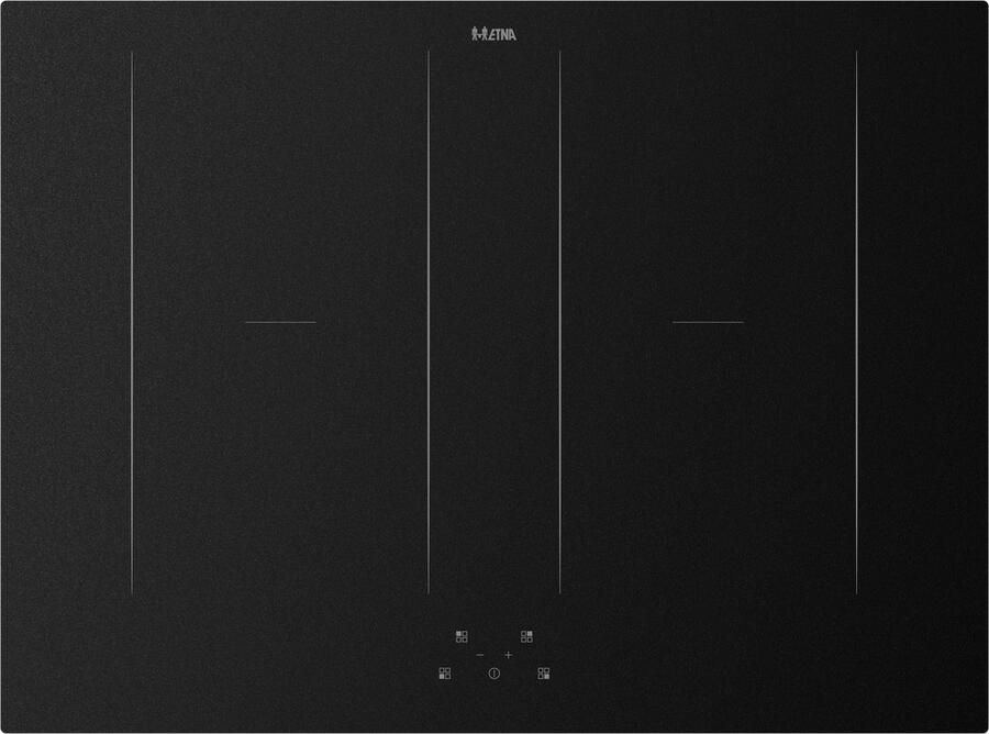ETNA KIF472MG Inductiekookplaat met dubbele flexzones Matglas (5x Krasbestendiger) 70 cm breed 1 of 2-fasen tiptoetsbediening panherkenning boostfunctie en timer per zone