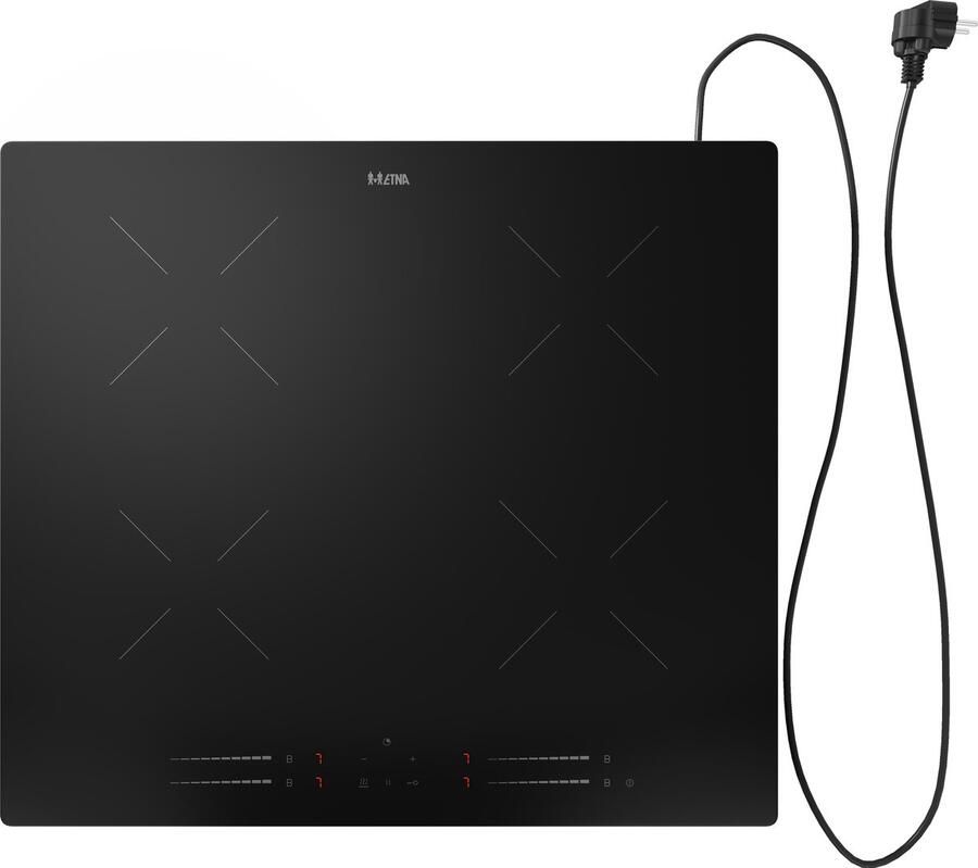 ETNA KIV364RVS Plug & Cook inductiekookplaat (59 cm) 4 Kookzones Bediening per zone Centrale aan uit bediening 10 standen Pauzefunctie Kinderslot