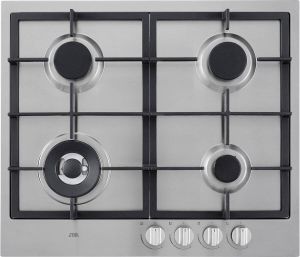Etna KG959RVSA inbouw gaskookplaat met wokbrander en gietijzeren pannendragers