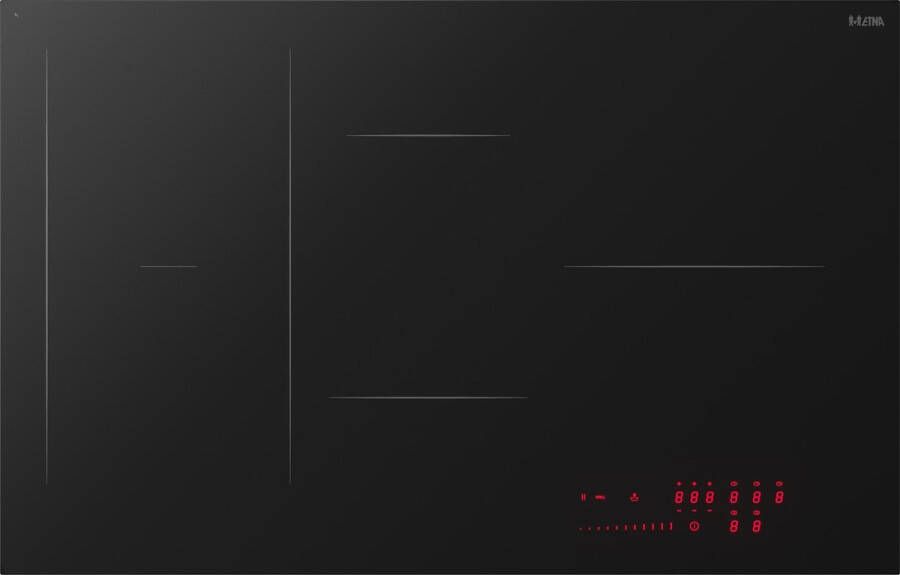 ETNA KIF880ZT Inbouw inductiekookplaat Zwart 80 cm 1 2 3 fase 5 zones 2 octavormige kookzones voor extra groot kookoppervlak 5 timers - Foto 2