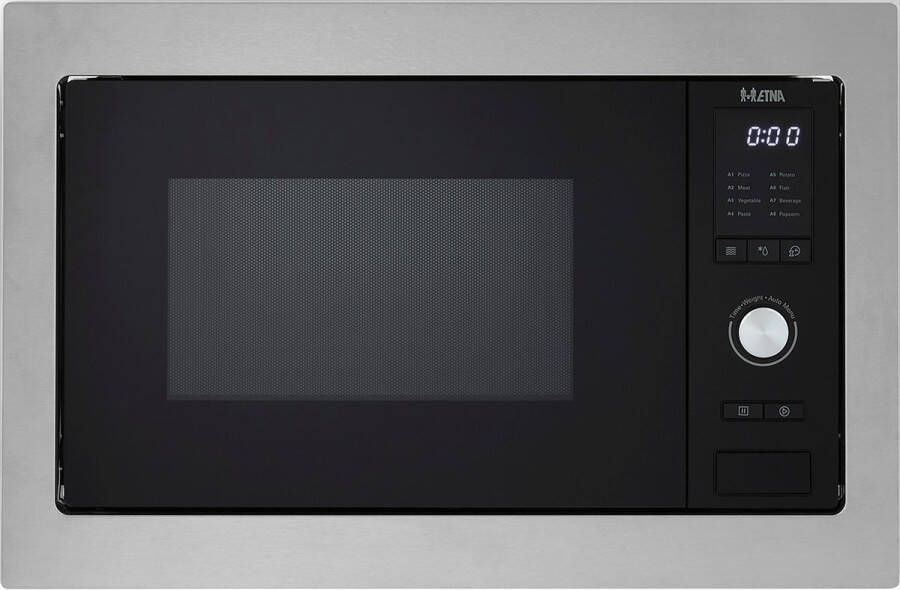 ETNA SM225RVS Solo inbouw magnetron nis 45 cm Inhoud 25 liter Digitale timer RVS Kinderslot Draaideur links
