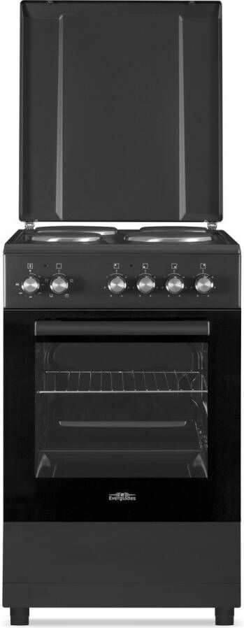Everglades EVCK5110 Vrijstaand Elektrisch Fornuis Mat Zwart 4 Kookzones Oven: 48 Liter 50 CM 5 Jaar Garantie