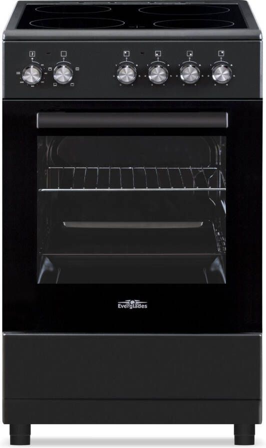 Everglades EVCK5120 Keramisch Fornuis Mat Zwart 50cm Breed 48 Liter 2 Fasen 5 Jaar Garantie