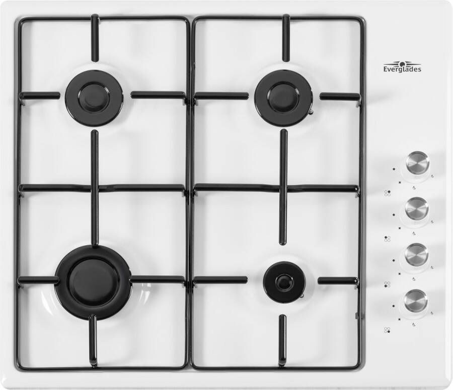 Everglades EVFH8000 Opzet Kookplaat Wit 4 Pitten Vonkontsteking Vlambeveiliging 5 Jaar Garantie
