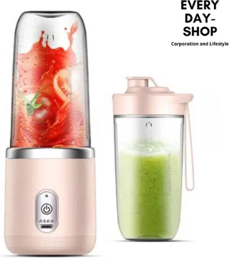 Draagbare Blender Mixer Inclusief Drinkfles Milkshake Machine – Elektrische Slowjuicer – Draagbare Blender To Go – Milkshake Maker – Fruit Mixer Oplaadbaar 400ml Roze