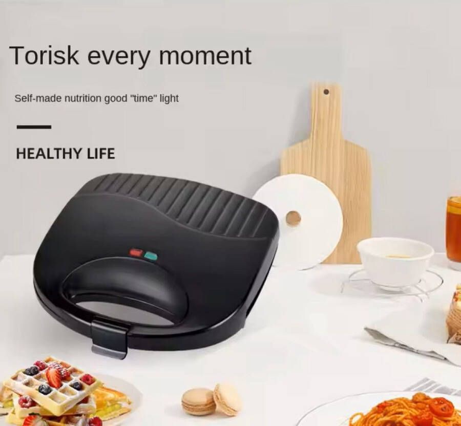 Evkeyfi Wafelijzer Wafelmaker voor 2 Wafels Anti-Aanbaklaag met Indicatielampje 750W