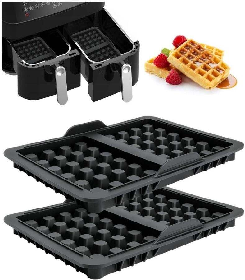 Excitat Siliconen wafelijzer 2-pack Geschikt voor Ninja Air Fryer wafelliners Geschikt voor Ninja Air Fryer accessoires Geschikt voor Ninja AF400EU AF451EU en AF500EU