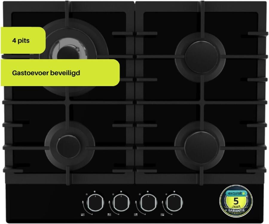 Exquisit EGK657STGB Inbouw gaskookplaat