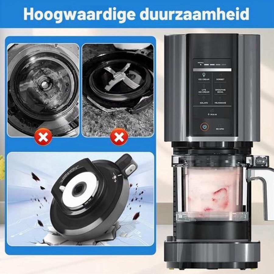 Externe schaaldeksel voor ijsmachine lekvrije vervangende deksel voor ijsmachine BPA-vrij & vaatwasbestendig ijsmachine accessoires Compatibel met NC299AMZ NC301 NC300 NC201 NC101 serie (Geen