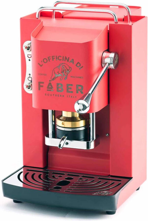 Faber Italia Faber Pro Deluxe Koffiezetapparaat met messing padpers Mat koraalrood stalen frame