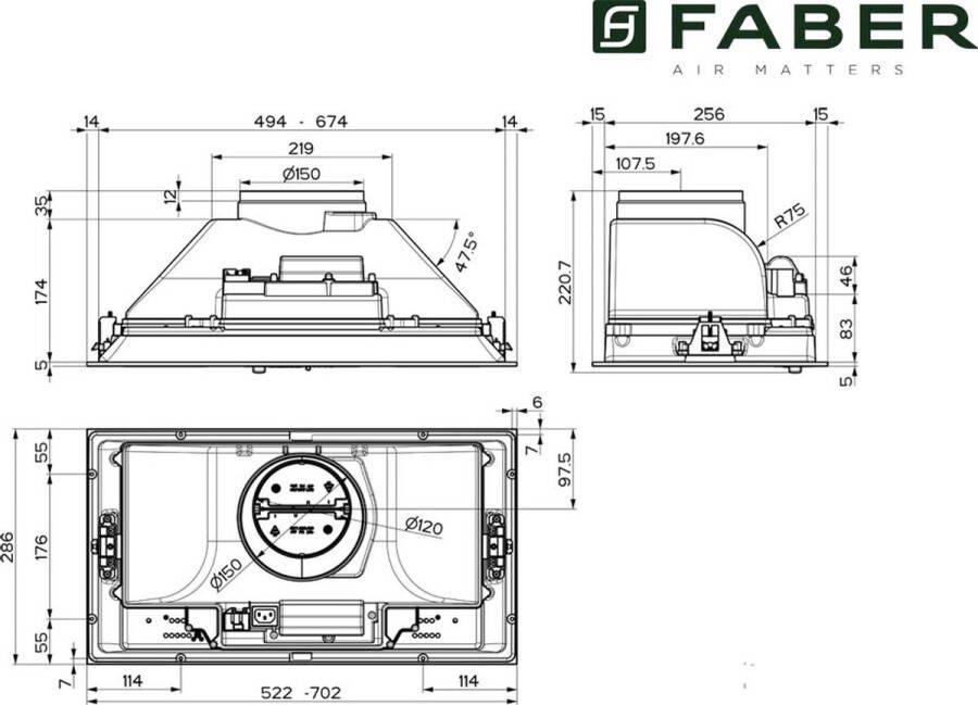 FABER S.p.A. Inka ICH SS A52 Inbouw Roestvrijstaal 390 m³ uur B