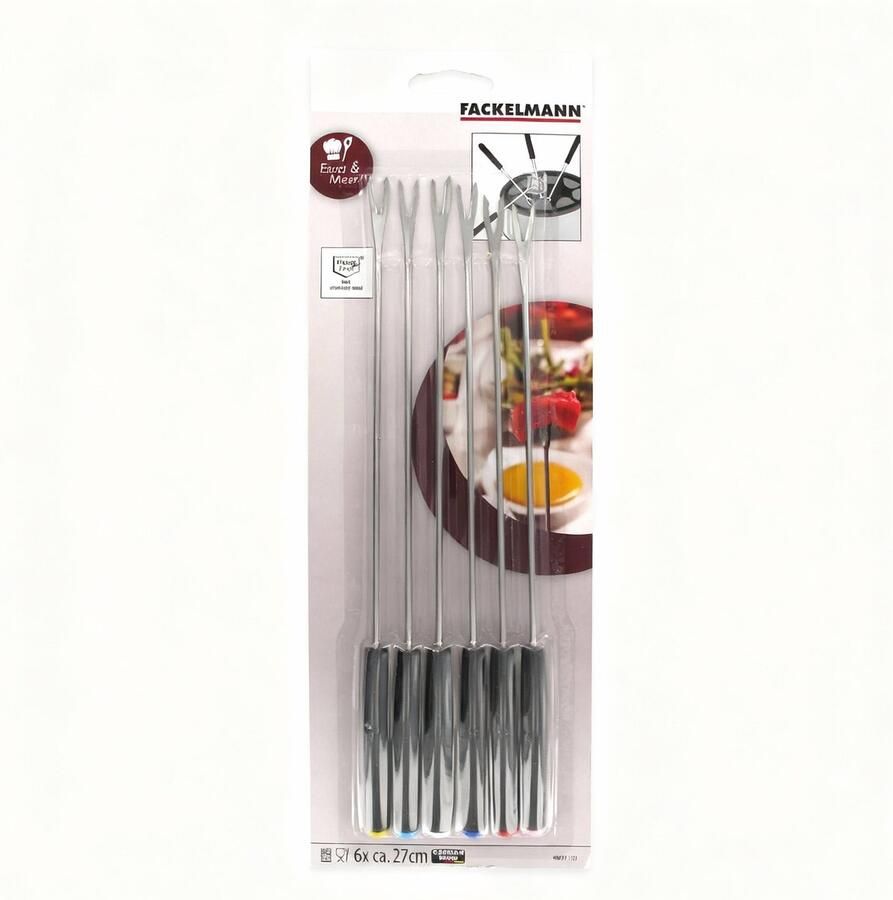 Fackelmann 48491 Set van 6 vorken voor Savooise fondue prikkers voor Bourgondische fondue fonduevork prikker voor chocoladefondue Plastic Roestvrij staal 27 cm - Foto 2