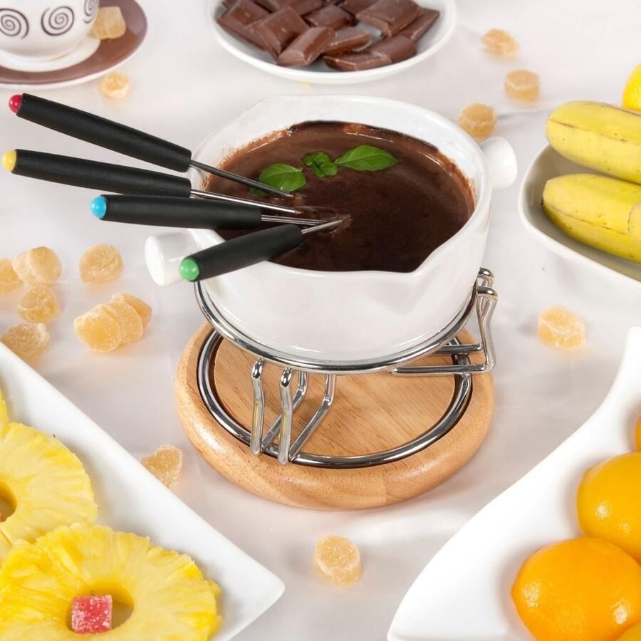 Fackelmann 48491 Set van 6 vorken voor Savooise fondue prikkers voor Bourgondische fondue fonduevork prikker voor chocoladefondue Plastic Roestvrij staal 27 cm