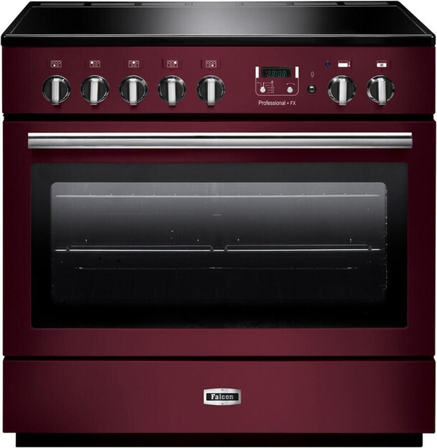 Falcon Professional+ FX 90 Range-fornuis Electrisch Inductiekookplaat zones Zwart Bordeaux Chroom