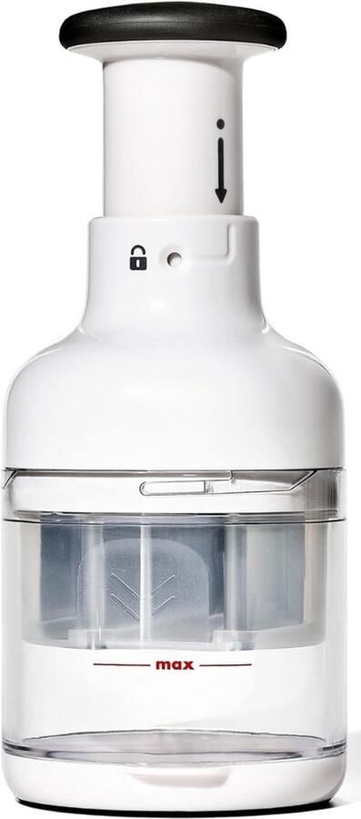 Famanu Handmatige keukenmachine – kunststof roestvrijstaal – vaatwasserbestendig – voedselhakker met trekkoord