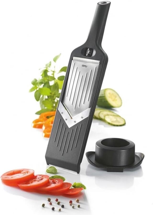 Famanu – Handmatige snijmachine van synthetisch ABS en roestvrij staal zwart ideaal voor het snijden van groenten en fruit in de keuken