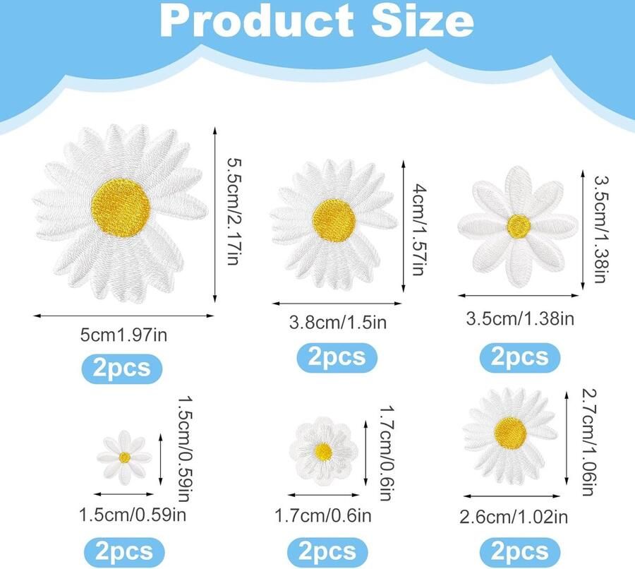 Famanu Set van 36 geborduurde bloempatches decoratieve applicaties voor kleding – Multicolor