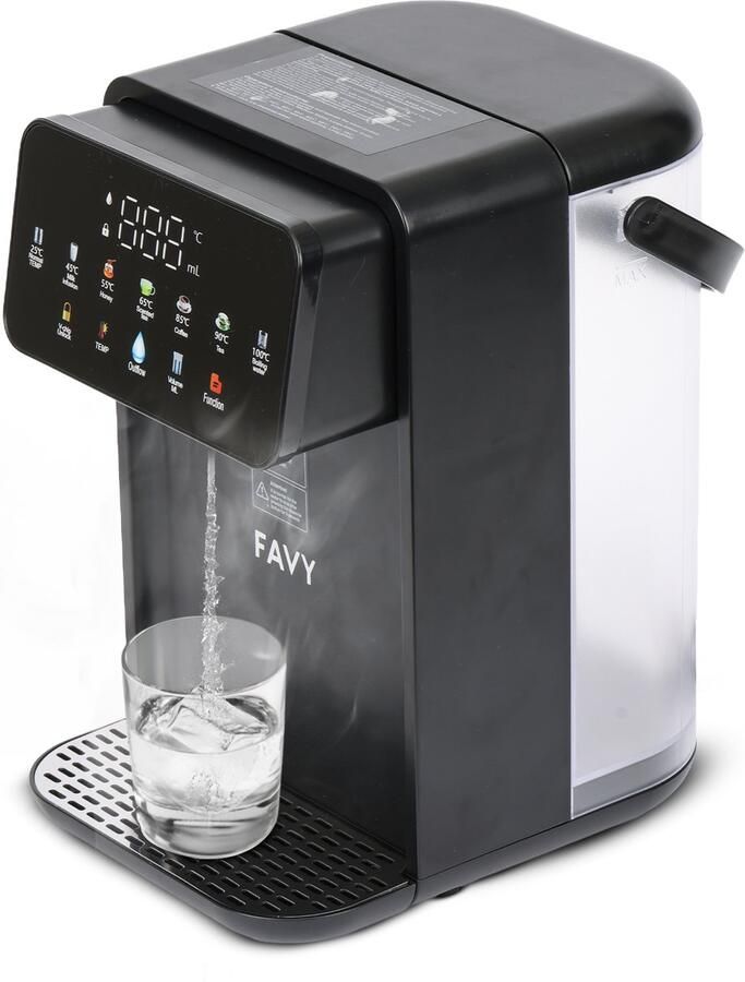 Favy Pro Heetwaterdispenser – Instant Waterkoker – 3.5L – 7 temperatuurstanden (40–100°C) – 8 sneltoetsen (150–500 ml) + handmatig instelbaar – Heetwatertap – Zwart