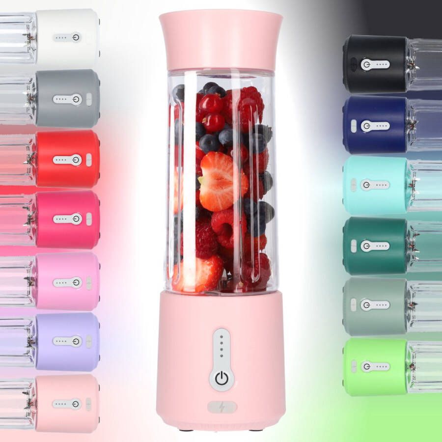 Smoothie Maker Blender To Go Blender voor Smoothies Gezond Onderweg USB-C Oplaadbaar 500ml Baby Pink Licht Roze