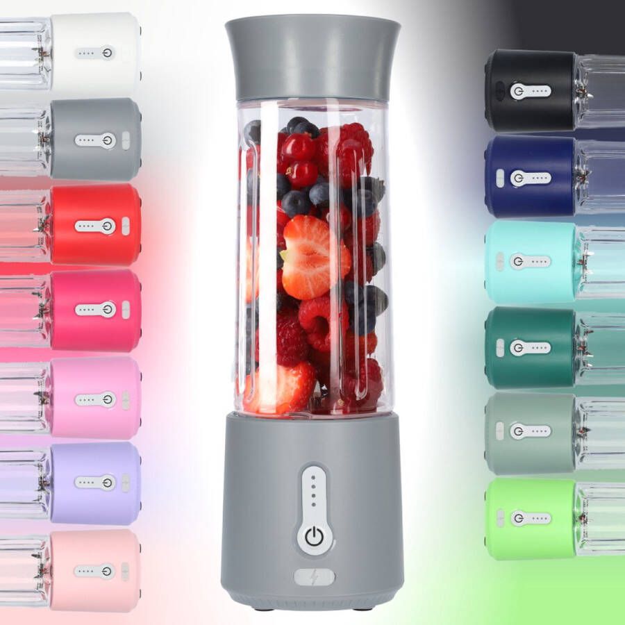 Smoothie Maker Blender To Go Blender voor Smoothies Gezond Onderweg USB-C Oplaadbaar 500ml Grijs