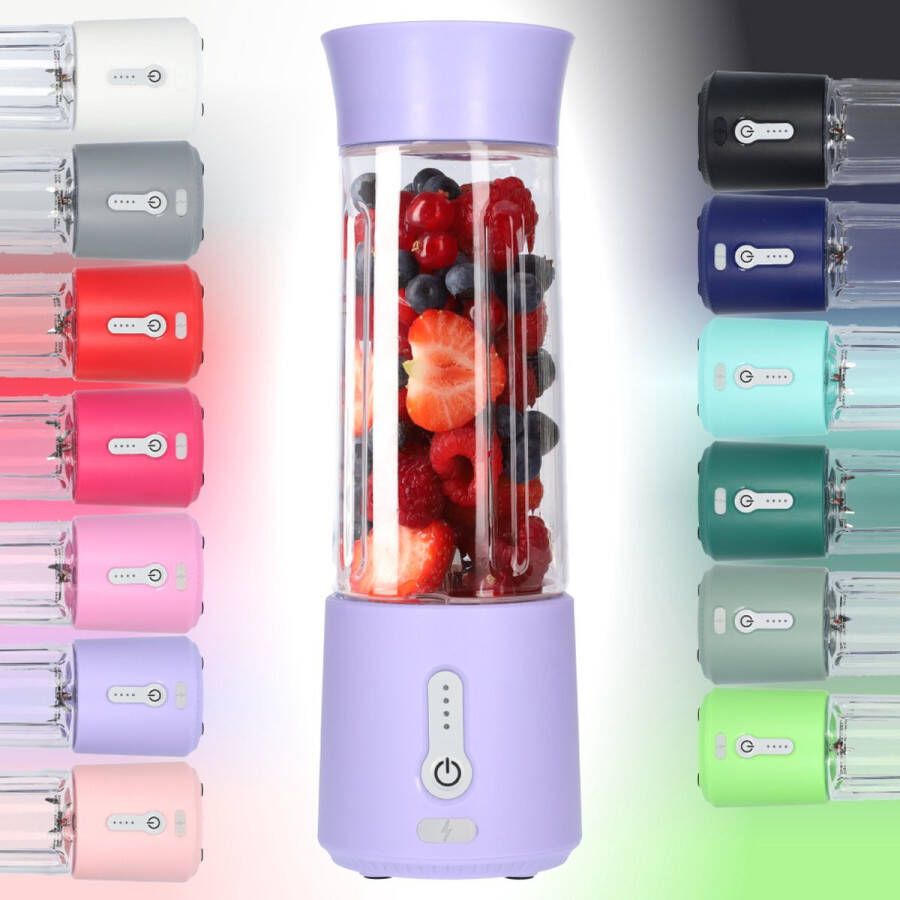 Smoothie Maker Blender To Go Blender voor Smoothies Gezond Onderweg USB-C Oplaadbaar 500ml Licht Paars Lavendel
