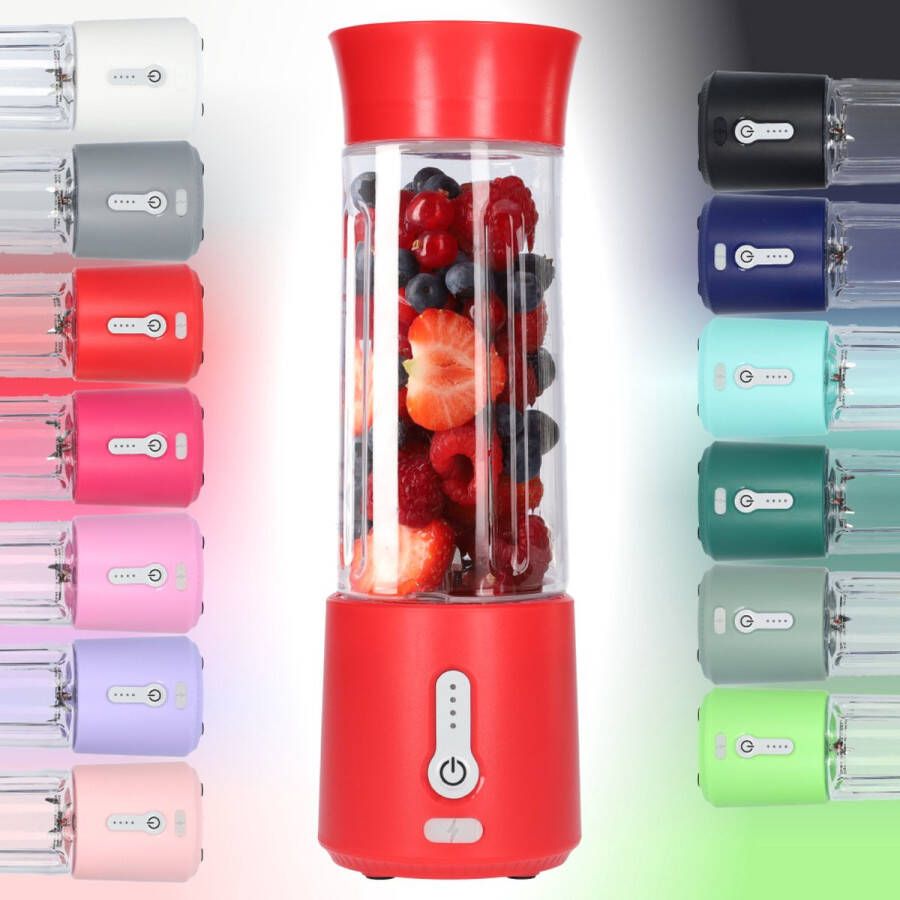 Smoothie Maker Blender To Go Blender voor Smoothies Gezond Onderweg USB-C Oplaadbaar 500ml Rood