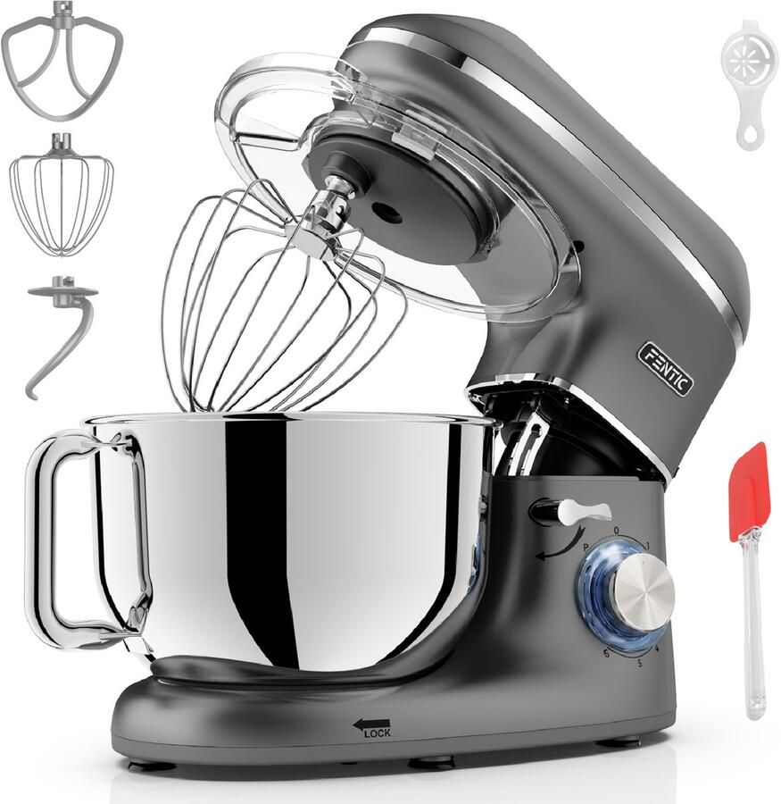 Fentic Keukenmachine – 2000W – Keukenrobot Foodprocessor 6 2L Mengkom – Incl. extra Accessoires – Antraciet