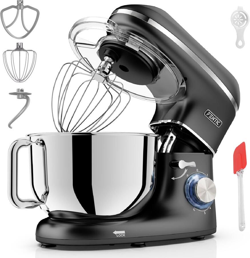 Fentic Keukenmachine – 2000W – Keukenrobot Foodprocessor 6 2L Mengkom – Incl. extra Accessoires – Zwart