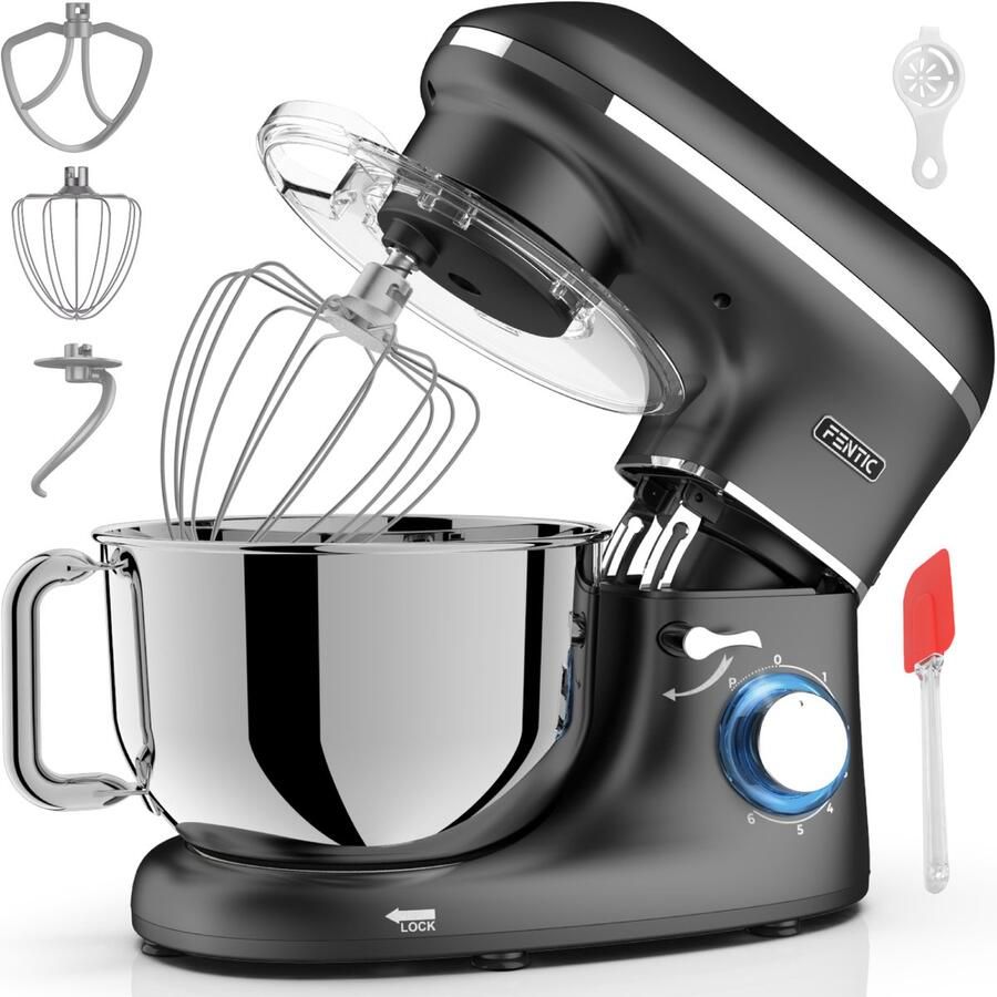 Fentic Keukenmachine – 2000W – Keukenrobot Foodprocessor 6 2L Mengkom – Incl. extra Accessoires – Zwart