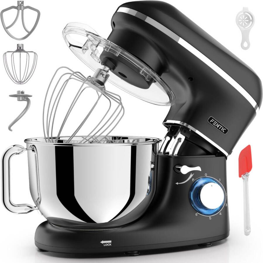 Fentic Keukenmachine – 2000W – Keukenrobot Foodprocessor 6 2L Mengkom – Incl. extra Accessoires – Zwart