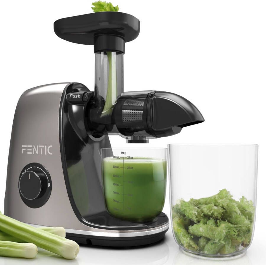 Fentic Slowjuicer Juicer Groenten en Fruitpers 700ml Antraciet