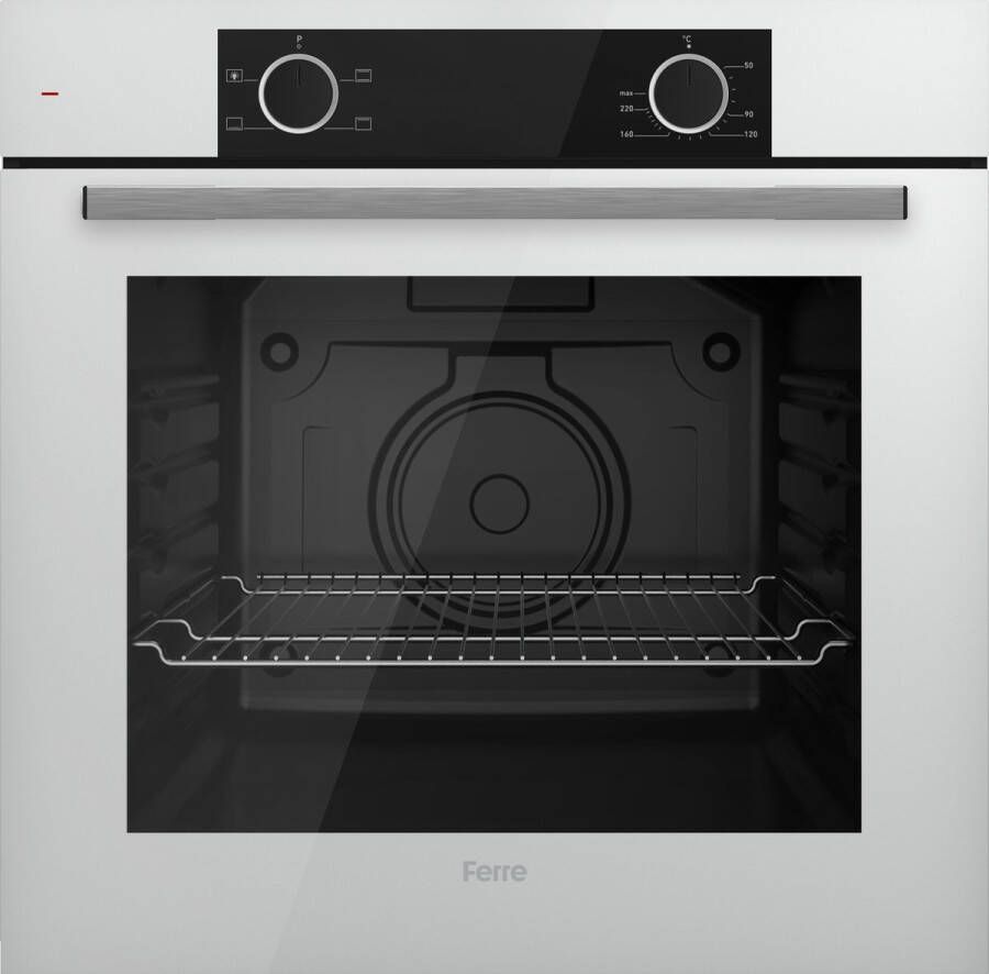 Ferre XE61CB Inbouw oven Conventioneel Eco stand 78 liter 60 cm hoog Tot 250 graden Kristalwit glas